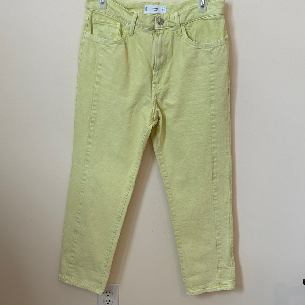 MNG Denim Yellow/Green Ankle Jeans Sz 4 NWOT